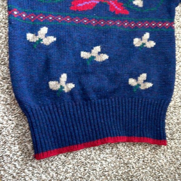 Vintage 80s Carriage Club 100% Shetland Wool Floral Butterfly Turtleneck Sweater - Picture 11 of 11
